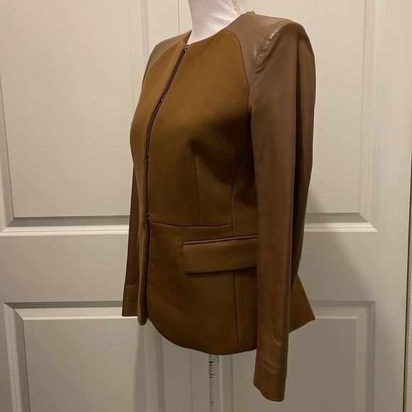 Neil Barrett Camel Brown Leather & Wool-blend Blazer - Picture 4 of 16
